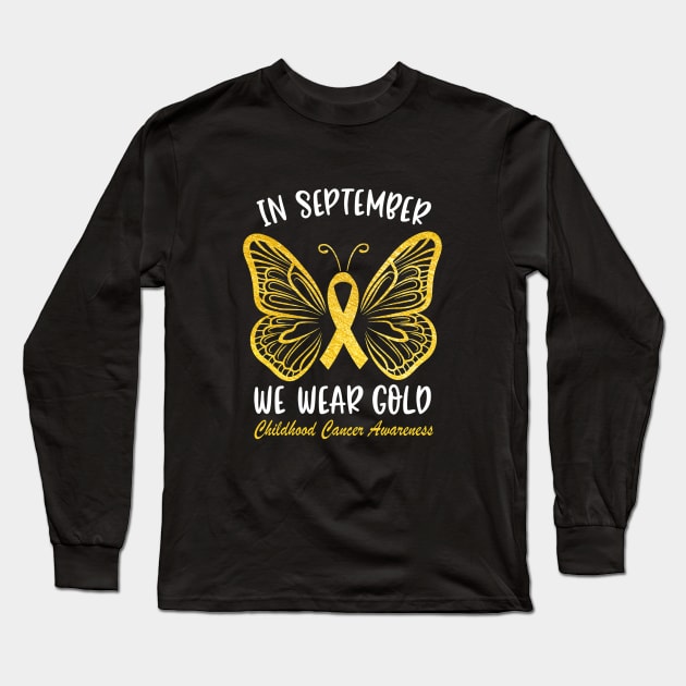 Childhood Cancer Awareness Butterfly Long Sleeve T-Shirt by everetto